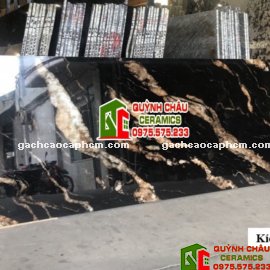 Gạch ấn độ 80x300 đá đen marble vân vàng đẹp siêu bóng