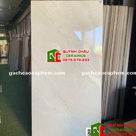 Gạch bóng kính 60x120 trắng xám vân đá            