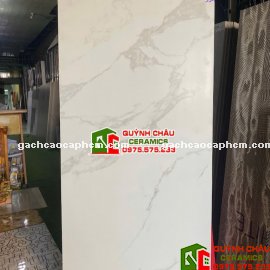 Gạch bóng mờ 60x120 marble trắng vân baby skin