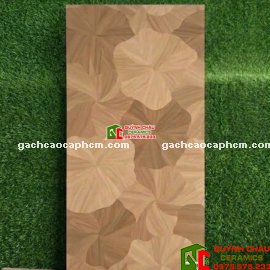 Gạch lát 60x120 hoa văn lá sen mix màu gỗ