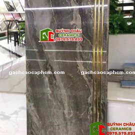 Gạch lát cầu thang 47x120 xám khắc kim giả đá