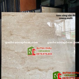 Gạch lát nền 120x120 ấn độ kem vàng vân đá bóng kiếng