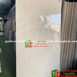 Gạch lát nền 60x120 ấn độ màu kem bóng kính