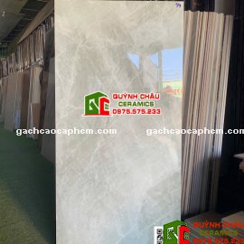 Gạch lát nền 60x120 bóng kính grey xám vân trắng                        