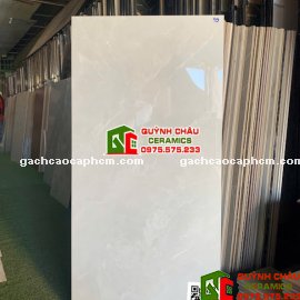 Gạch lát nền 60x120 bóng kính trắng sữa vân đá                         