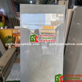Gạch lát nền 60x120 bóng kính xám vân trắng                         