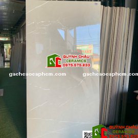 Gạch lát nền 60x120 xám vân tia chớp trắng bóng kính                             