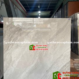 Gạch lát nền Á Mỹ 120x120 màu xám đối vân bóng kiếng