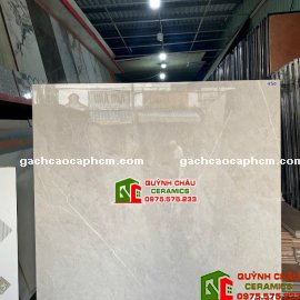 Gạch lát nền Á Mỹ 120x120 màu xám vân đá bóng kiếng