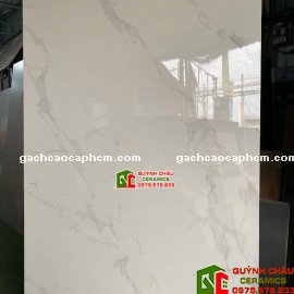 Gạch lát nền ấn độ 120x180 bóng kiếng màu trắng vân xám