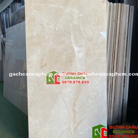 Gạch lát nền ấn độ 60x120 vân đá kem bóng kính cao cấp
