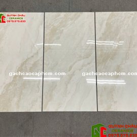 Gạch lát nền Malaysia 60x120 màu kem vân đá bóng kiếng 