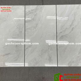 Gạch lát nền Malaysia 60x120 xám trắng vân đá bóng kiếng