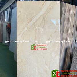 Gạch lát nền vàng kem vân đá 60x120 bóng kiếng