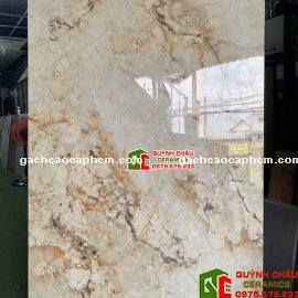Gạch lát phòng khách 120x180 màu kem vân đá bóng kiếng