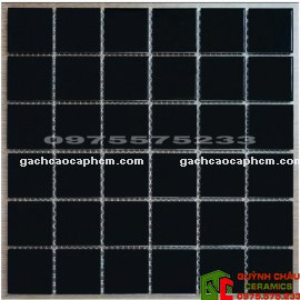 Gạch mosaic đen mờ 306x306 gốm men trơn HD