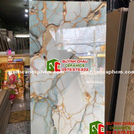 Gạch ốp lát 60x120 bóng kính vân nhũ vàng đẹp             
