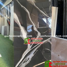 Gạch ốp lát ấn độ 60x120 màu đen vân đá trắng siêu bóng
