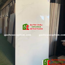 Gạch ốp tường 60x120 bóng kính trắng vân xám             