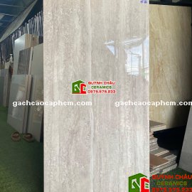 Gạch Travertine vân đá xám nhạt 60x120 bóng kiếng