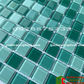 Mosaic thủy tinh màu xanh 30x30 ốp lát đẹp HD