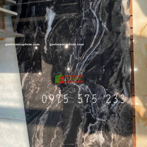 Gạch nhập khẩu 60x120 vân đá đen khắc kim siêu bóng gạch hạng sang cao cấp