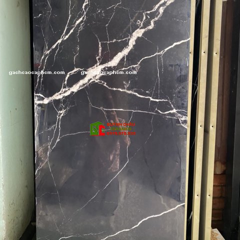 Gạch Bóng Kiếng 60x120 Cao Cấp Đá Marble Đen Vân Trắng