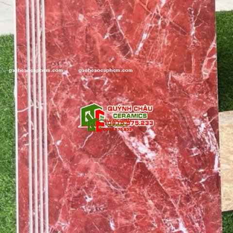 Gạch 47x100 lát cầu thang đỏ đen vân cam