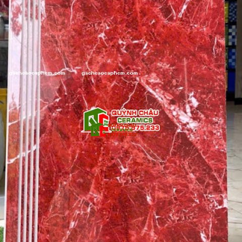 Gạch 47x100 lát cầu thang đỏ vân trắng