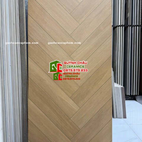 Gạch 60x120 lát nền giả gỗ vân xương cá màu nâu vàng