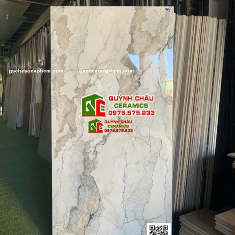 Gạch 60x120 trắng vân đá xám bóng kính        