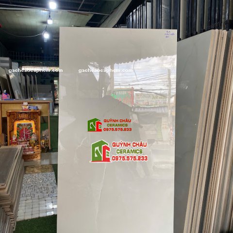 Gạch ấn độ 60x120 xám nhạt bóng kính cao cấp