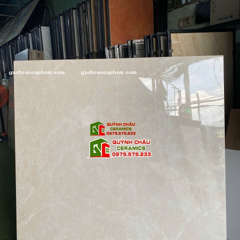 Gạch ấn độ bóng kiếng 120x120 vàng kem nhạt