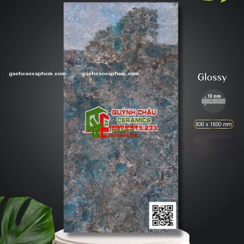 Gạch Apodio ốp lát 80x160 đá xanh ngọc bóng kiếng vi tinh