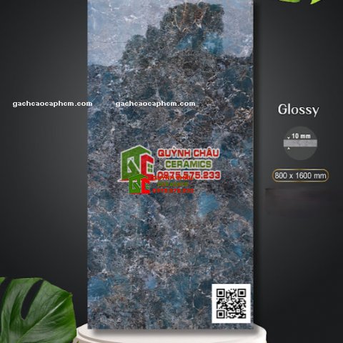 Gạch Apodio ốp lát đá xanh ngọc 80x160 bóng kiếng vi tinh