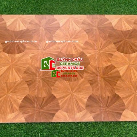 Gạch bề mặt vân gỗ hoa văn lá sen 60x120cm