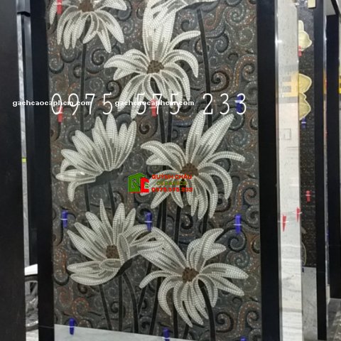Gạch bóng kiếng bông hoa dán tường trang trí 60x120 ấn độ cao cấp