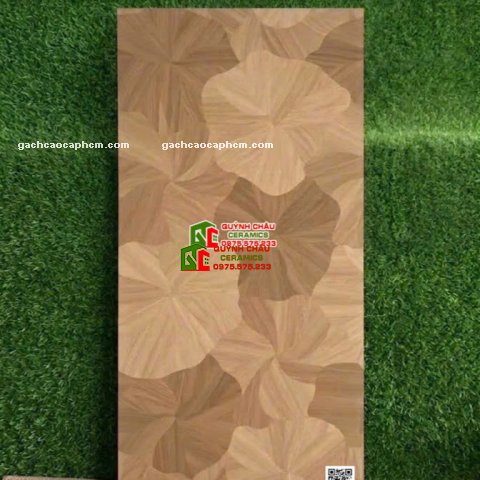 Gạch lát 60x120 hoa văn lá sen mix màu gỗ