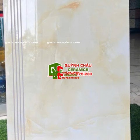 Gạch lát cầu thang 47x100 nâu vàng giả đá