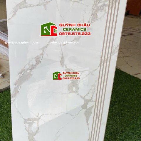 Gạch lát cầu thang 47x100 trắng vân giả đá