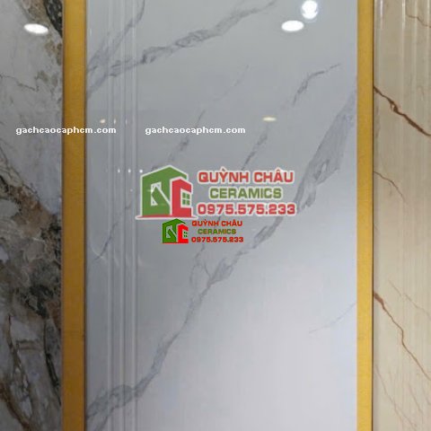 Gạch lát cầu thang 47x120 vân mây trắng giả đá