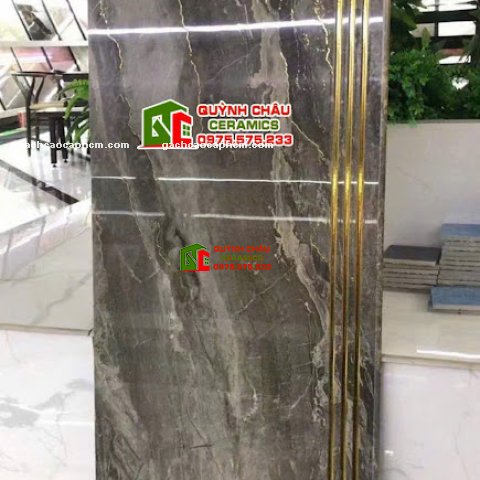 Gạch lát cầu thang 47x120 xám khắc kim giả đá