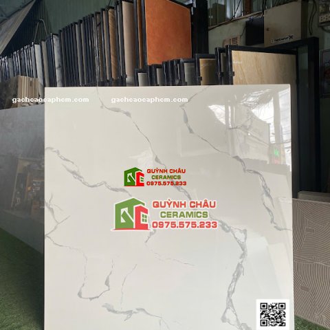 Gạch lát nền 120x120 ấn độ trắng vân bóng kính             