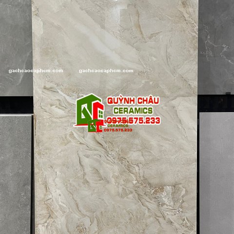 Gạch lát nền 600x1200 ấn độ Oman Crema bề mặt bóng vân đá màu kem