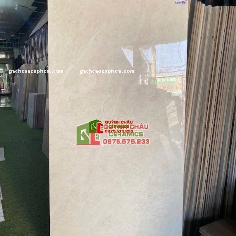Gạch lát nền 60x120 ấn độ màu kem bóng kính