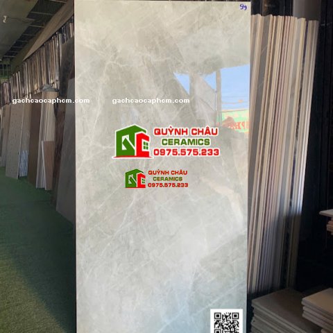 Gạch lát nền 60x120 bóng kính grey xám vân trắng                        