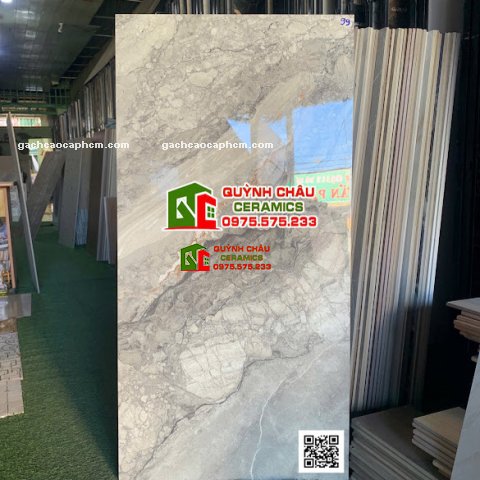 Gạch lát nền 60x120 bóng kính xám nâu vân đá                 