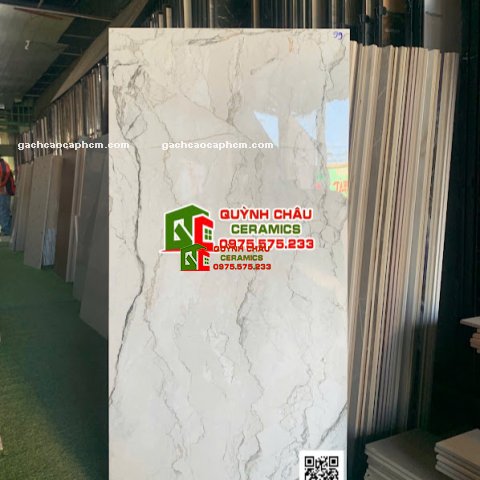 Gạch lát nền 60x120 bóng kính xám trắng vân rạn                        