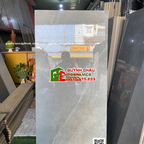 Gạch lát nền 60x120 bóng kính xám vân đá armani
