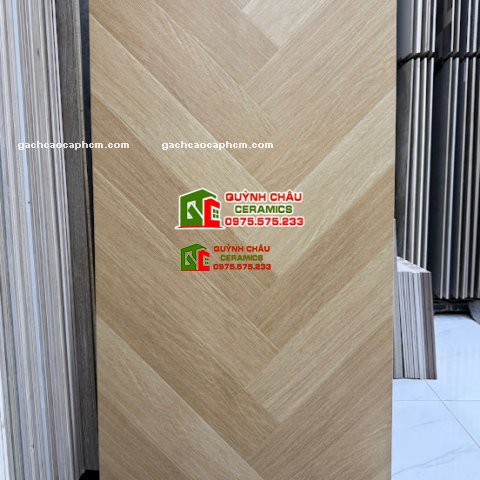 Gạch lát nền 60x120 giả vân gỗ xương cá màu gỗ sồi